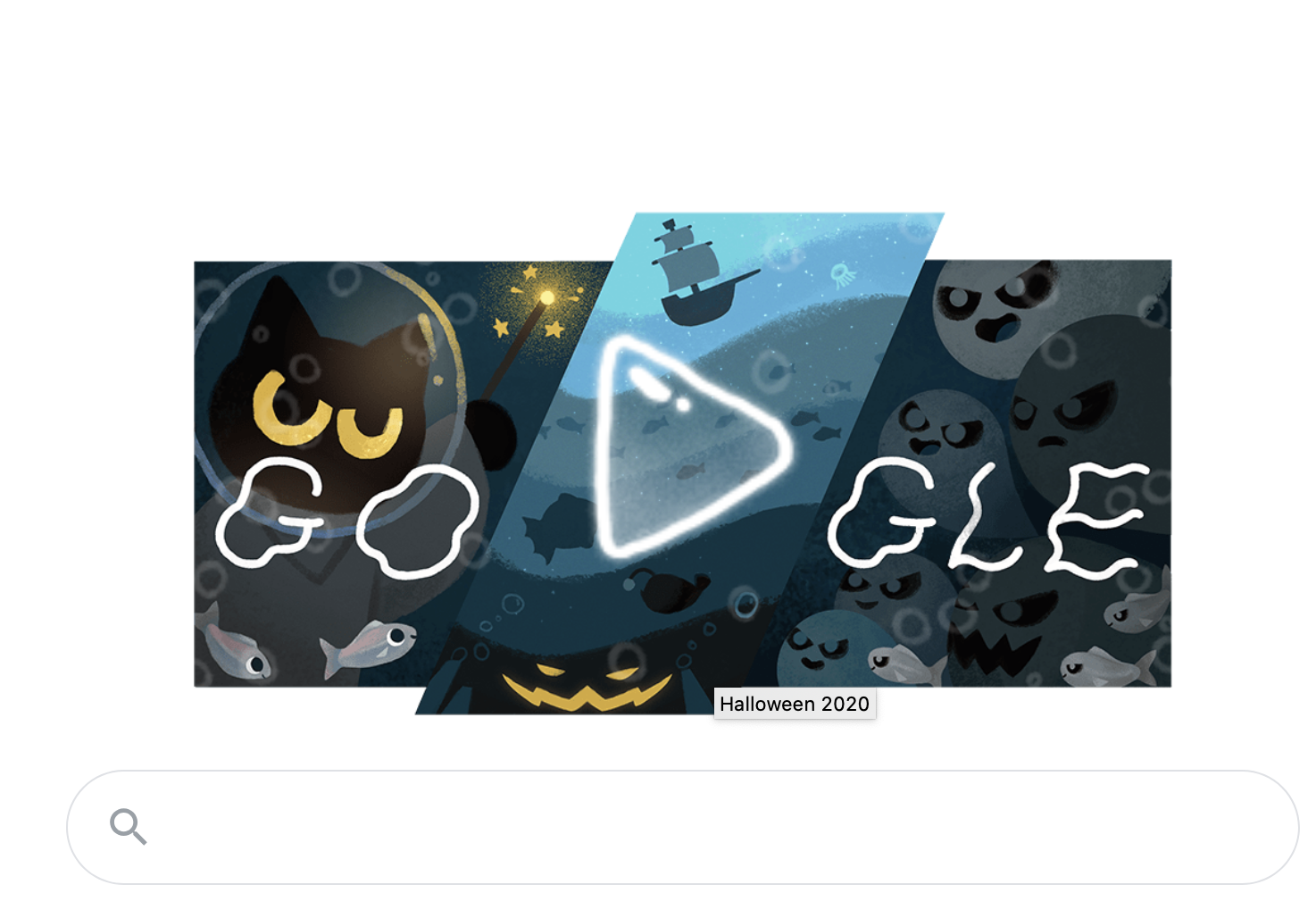 Google's Halloween Google Doodle ghost game: still fun in April.